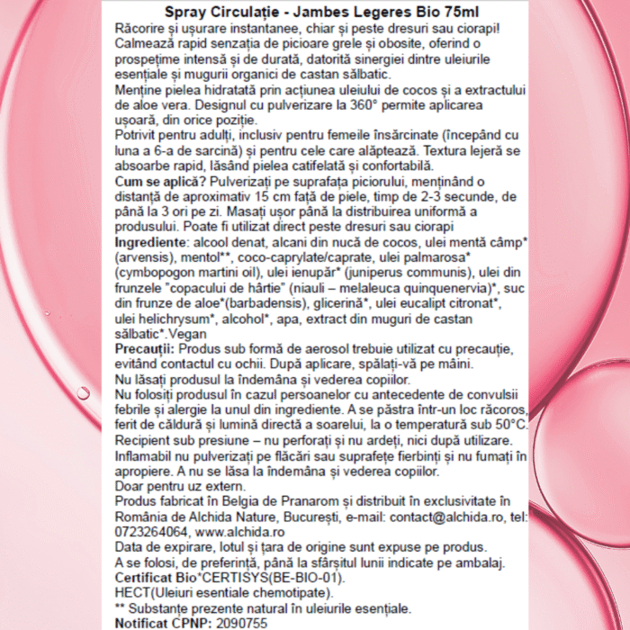 Spray Circulație Jambes Legeres Bio 75ml