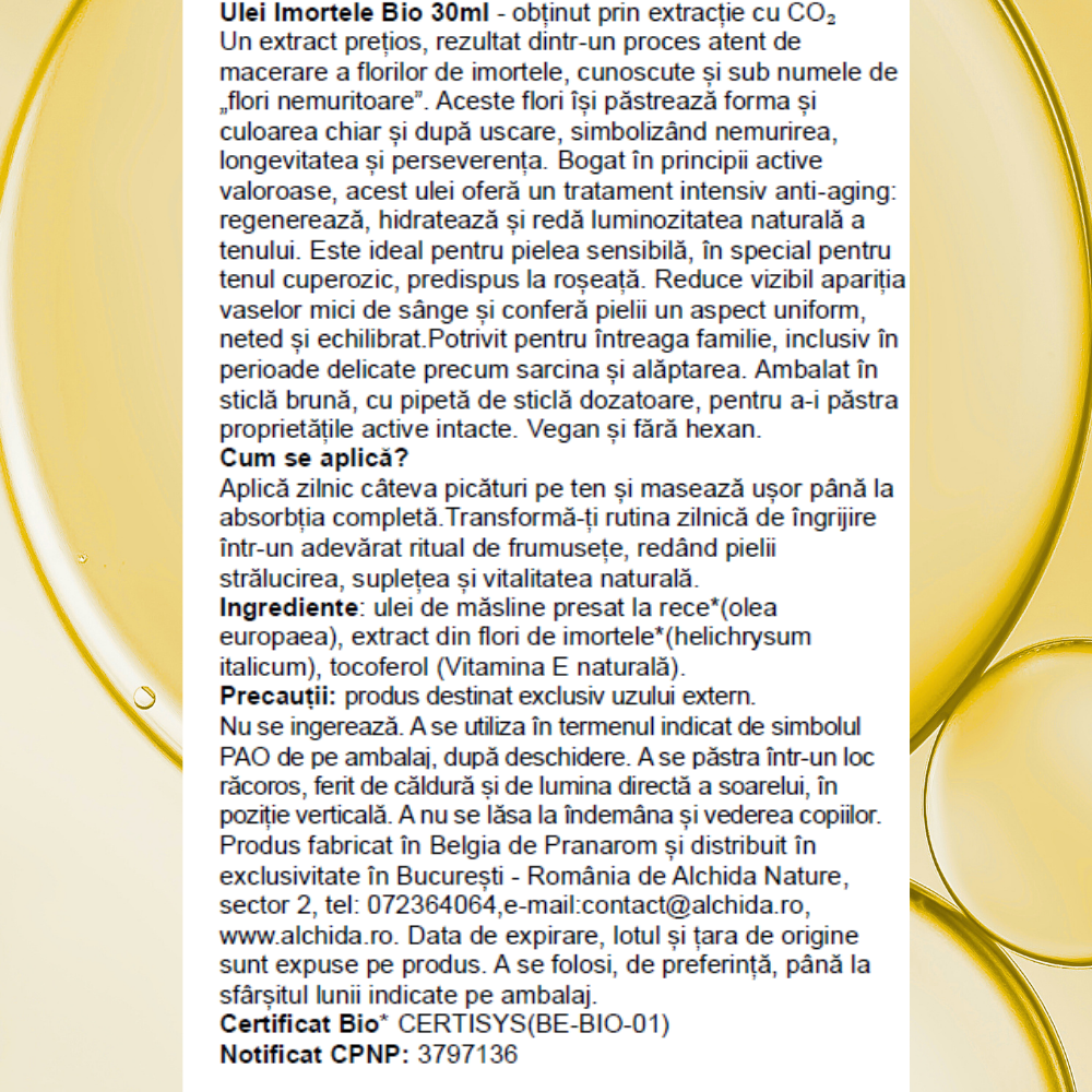 Ulei de Immortele Bio 30 ml Ulei de Immortele Bio 30 ml