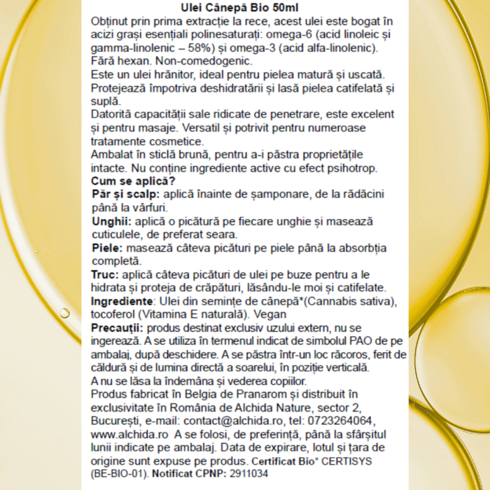 Ulei de cânepă bio 50ml