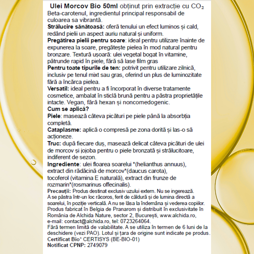 Ulei morcov bio 50 ml Ulei morcov bio 50 ml