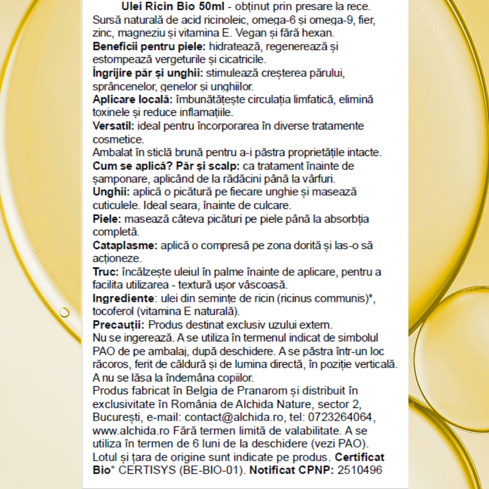 Ulei ricin bio 50ml Ulei ricin bio 50ml